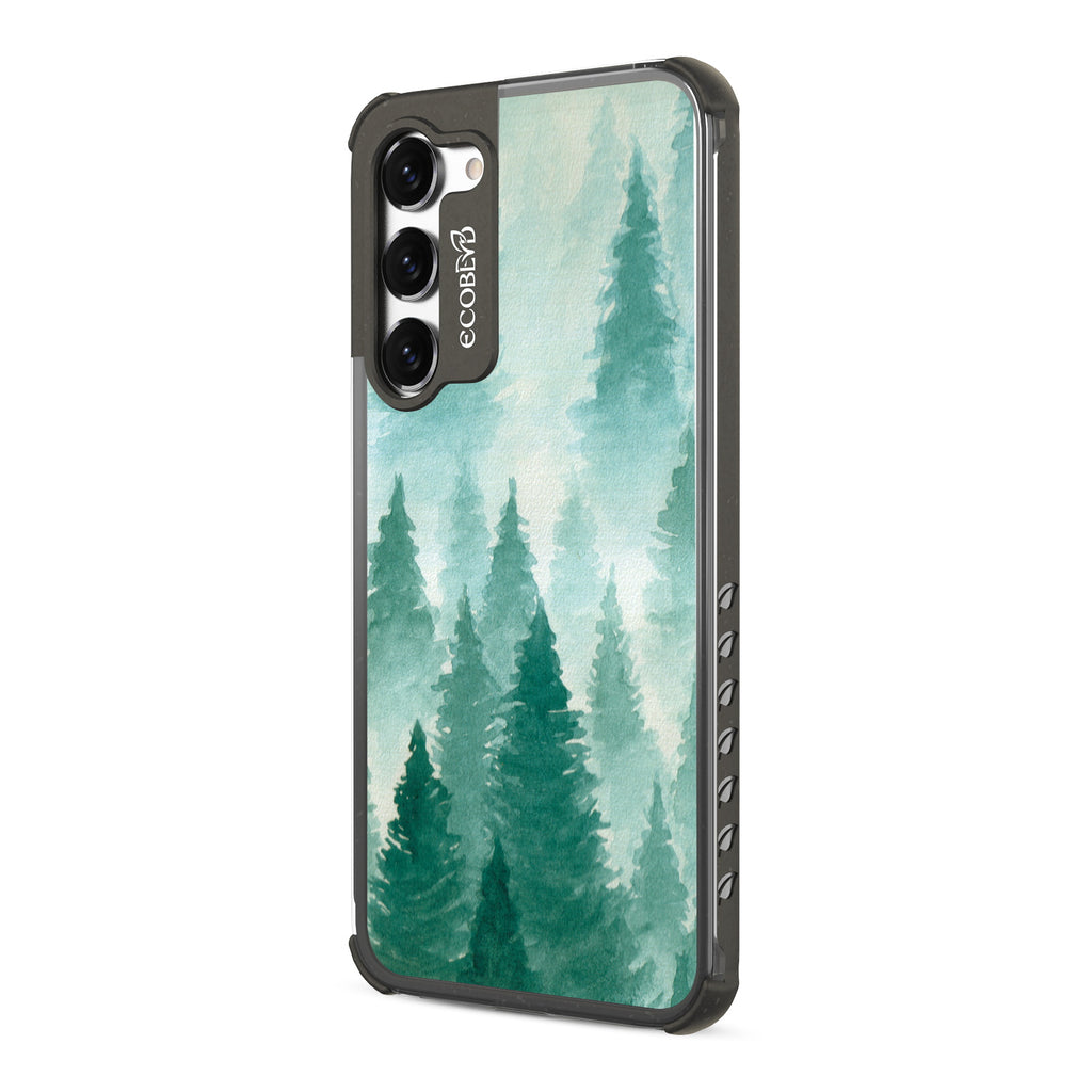Winter Pine - Right-side View Of Black & Clear Eco-Friendly Galaxy S23 Plus Case