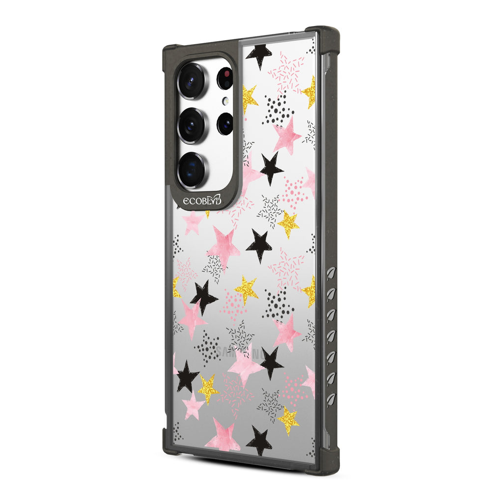 Champagne Supernova - Right-side View Of Black & Clear Eco-Friendly Galaxy S23 Ultra Case