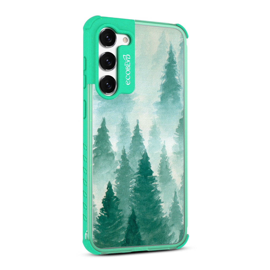 Winter Pine - Left-side View Of Green & Clear Eco-Friendly Galaxy S23 Plus Case