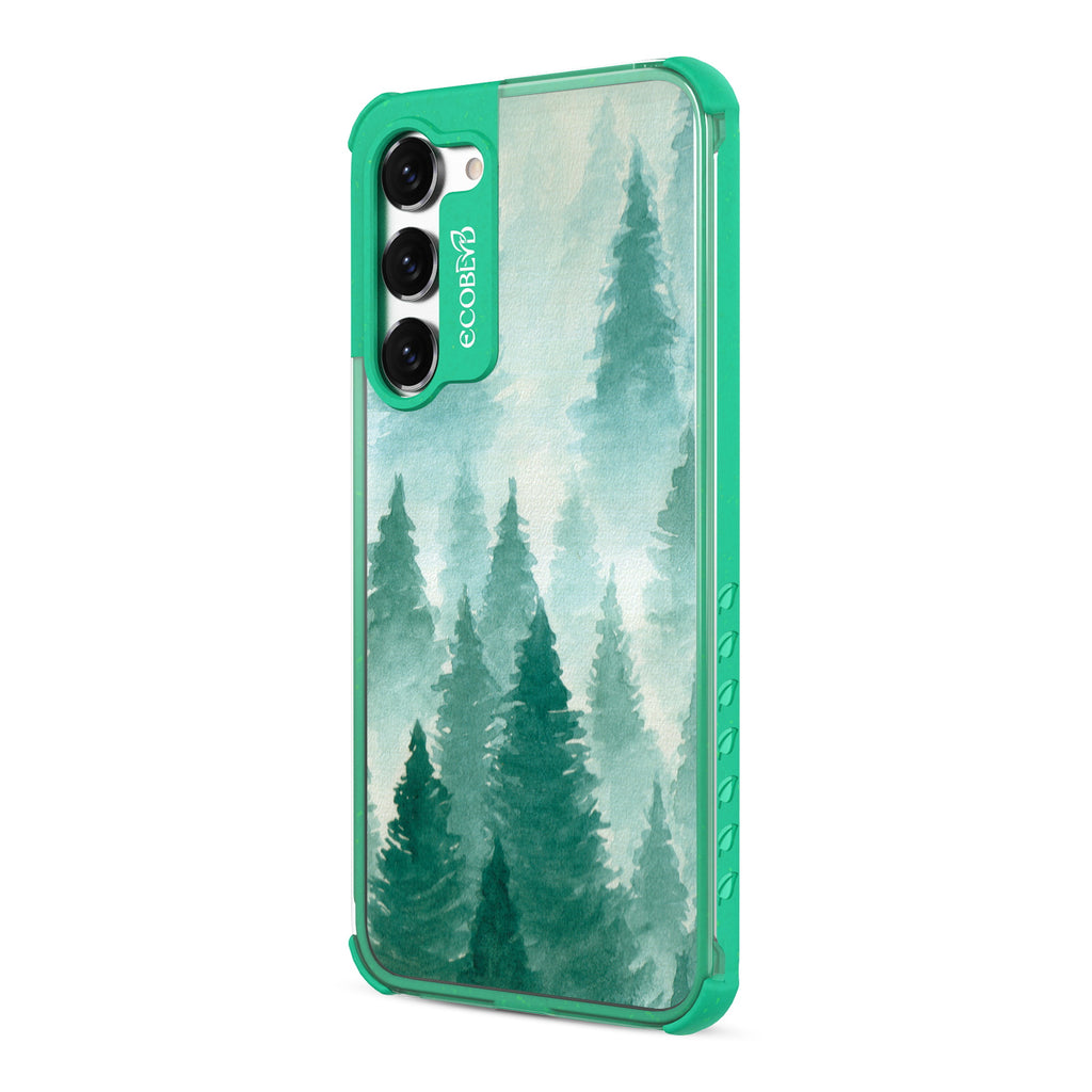 Winter Pine - Right-side View Of Green & Clear Eco-Friendly Galaxy S23 Plus Case