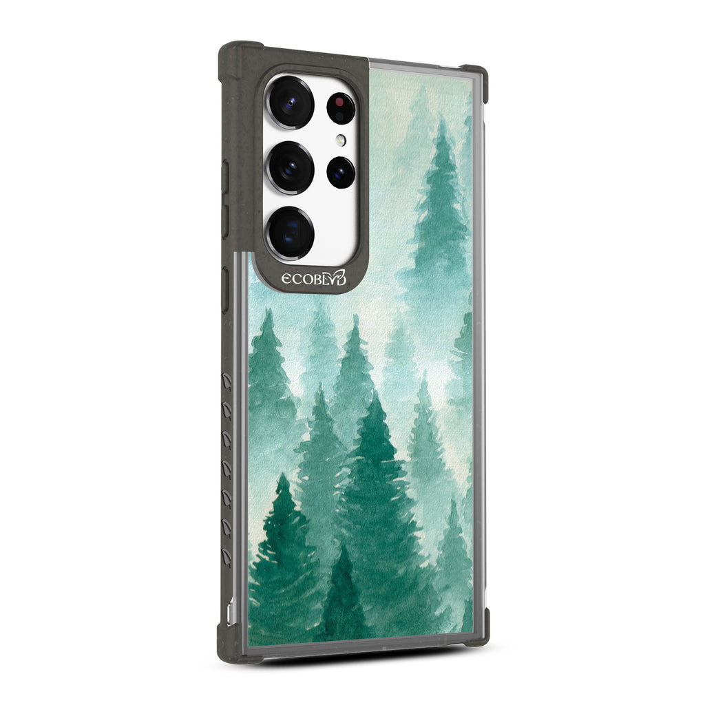 Winter Pine - Left-side View Of Black & Clear Eco-Friendly Galaxy S23 Ultra Case