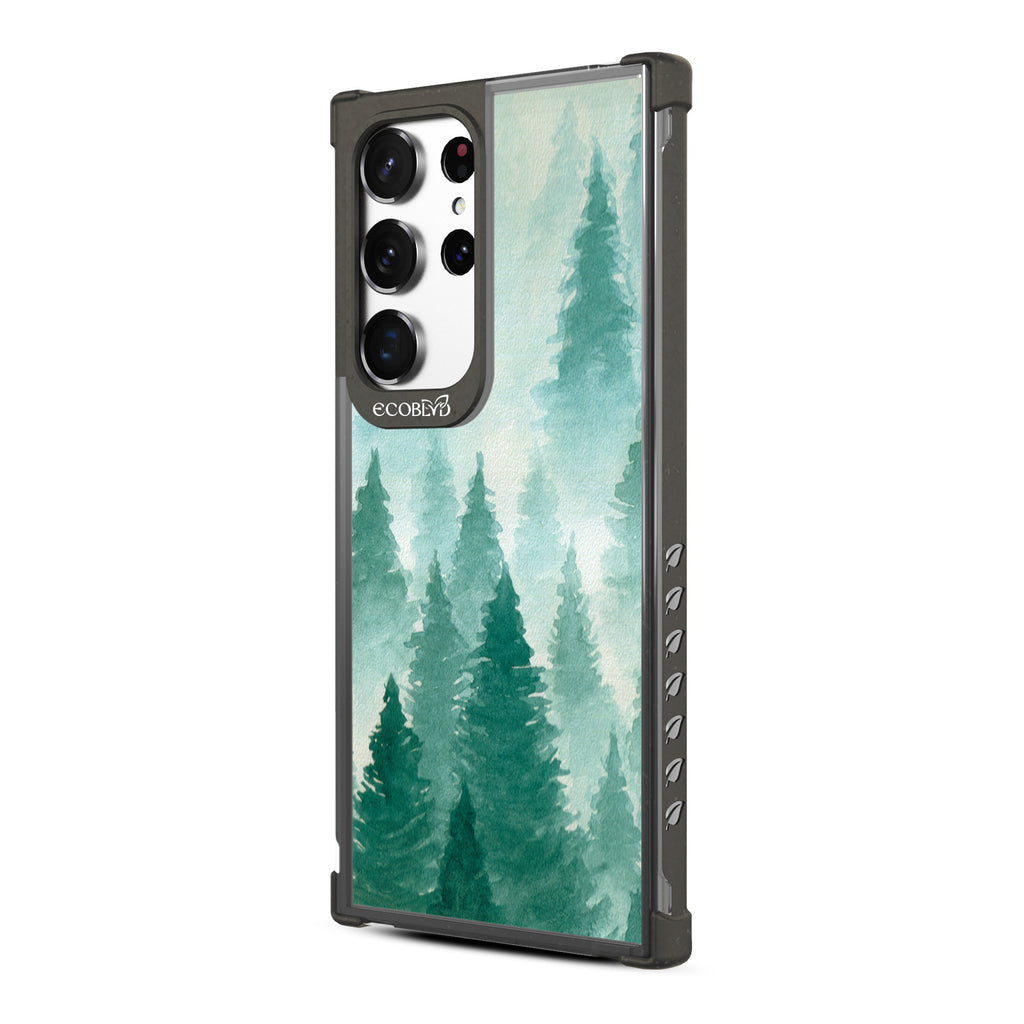 Winter Pine - Right-side View Of Black & Clear Eco-Friendly Galaxy S23 Ultra Case