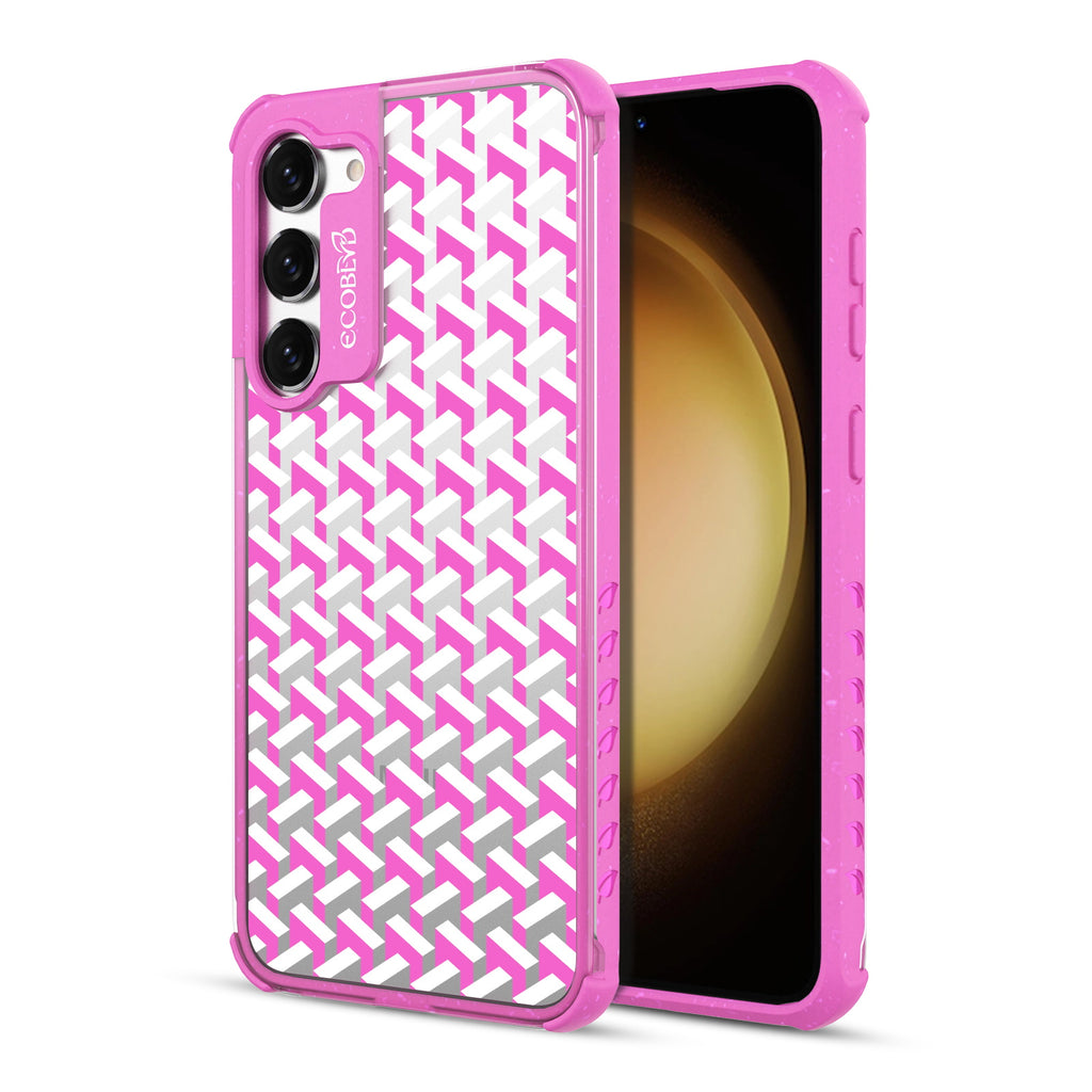 That’s Haute - Back View Of Pink & Clear Eco-Friendly Galaxy S23 Case & A Front View Of The Screen