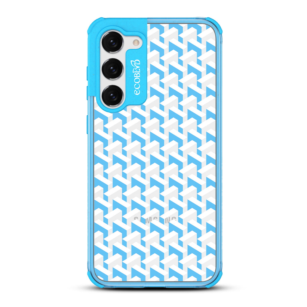 That?€?s Haute - Blue Eco-Friendly Galaxy S23 Case With A High-Fashion Chevron Print On A Clear Back