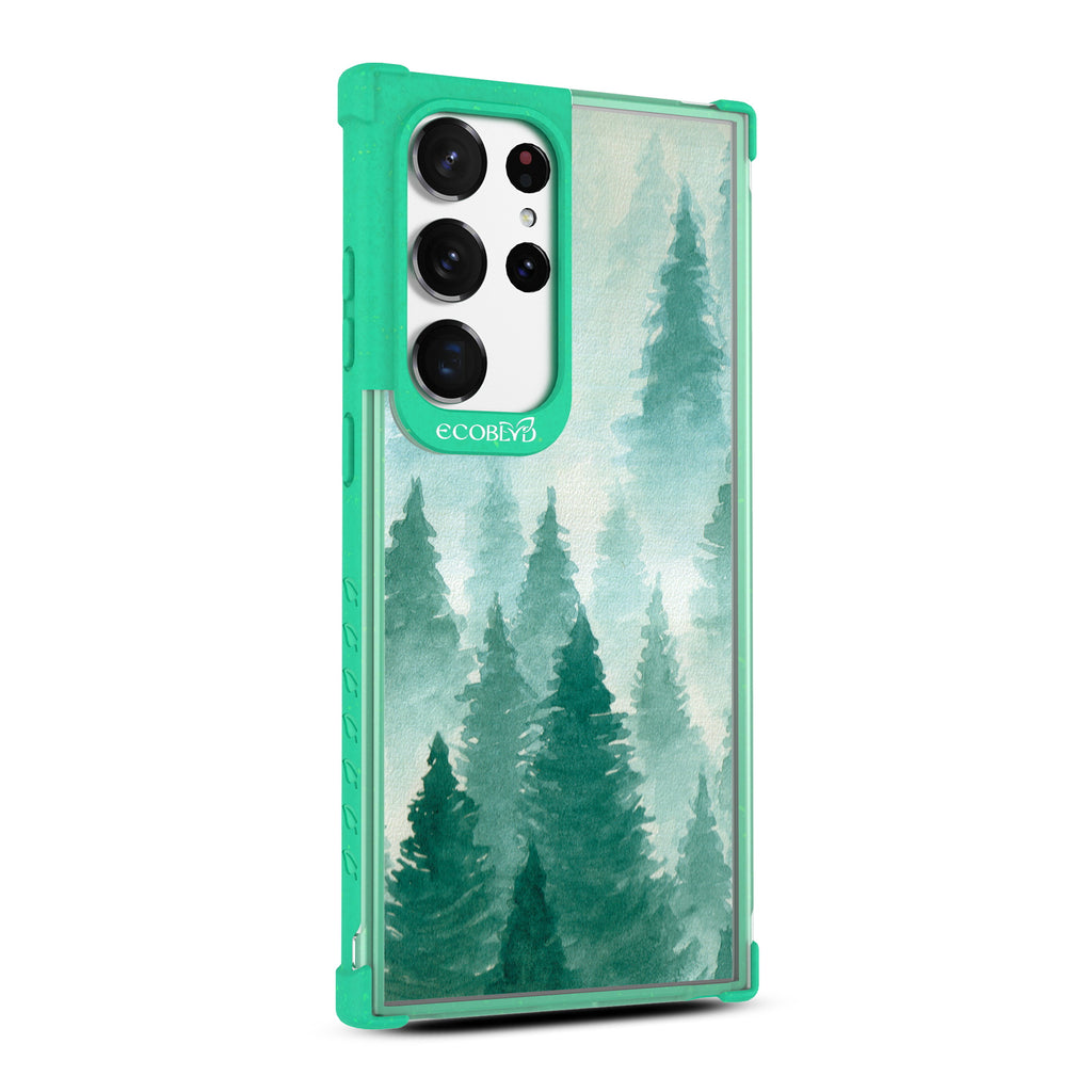 Winter Pine - Left-side View Of Green & Clear Eco-Friendly Galaxy S23 Ultra Case