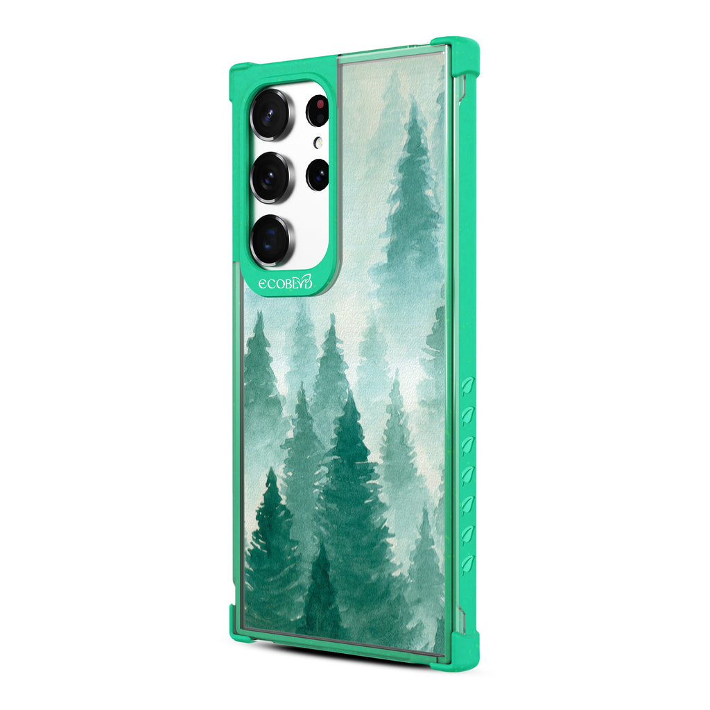 Winter Pine - Right-side View Of Green & Clear Eco-Friendly Galaxy S23 Ultra Case