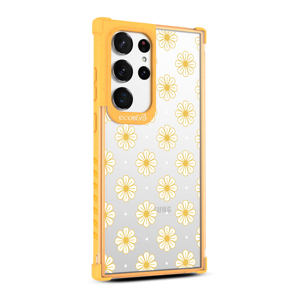 Daisy - Left-side View Of Yellow & Clear Eco-Friendly Galaxy S23 Ultra Case