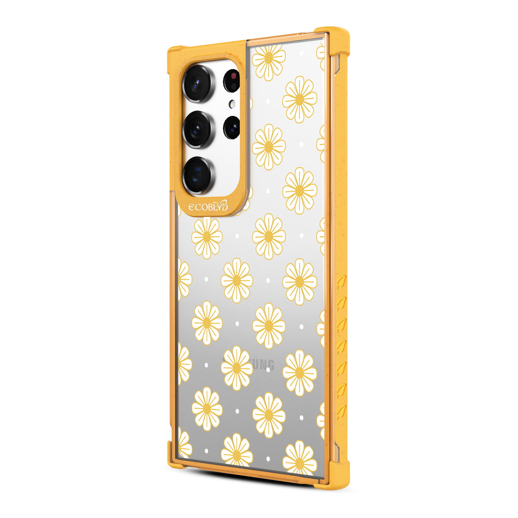 Daisy - Right-side View Of Yellow & Clear Eco-Friendly Galaxy S23 Ultra Case
