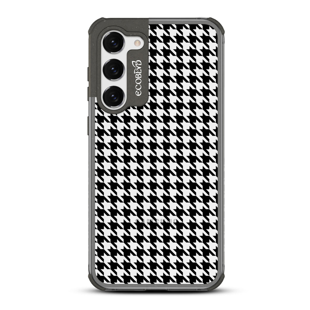 Houndstooth - Black Eco-Friendly Galaxy S23 Plus Case With A With A Plaid Houndstooth Pattern On A Clear Back