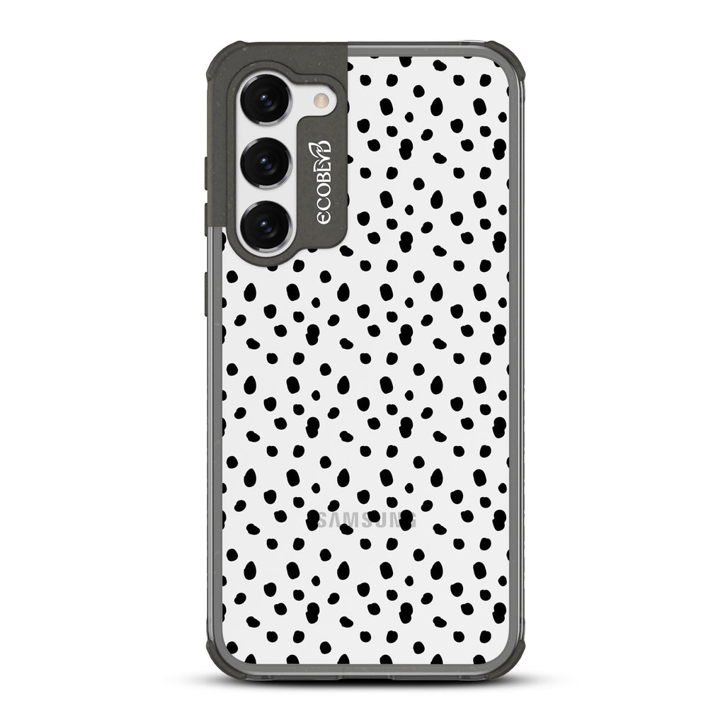 On The Dot - Black Eco-Friendly Galaxy S23 Case With A Polka Dot Pattern On A Clear Back