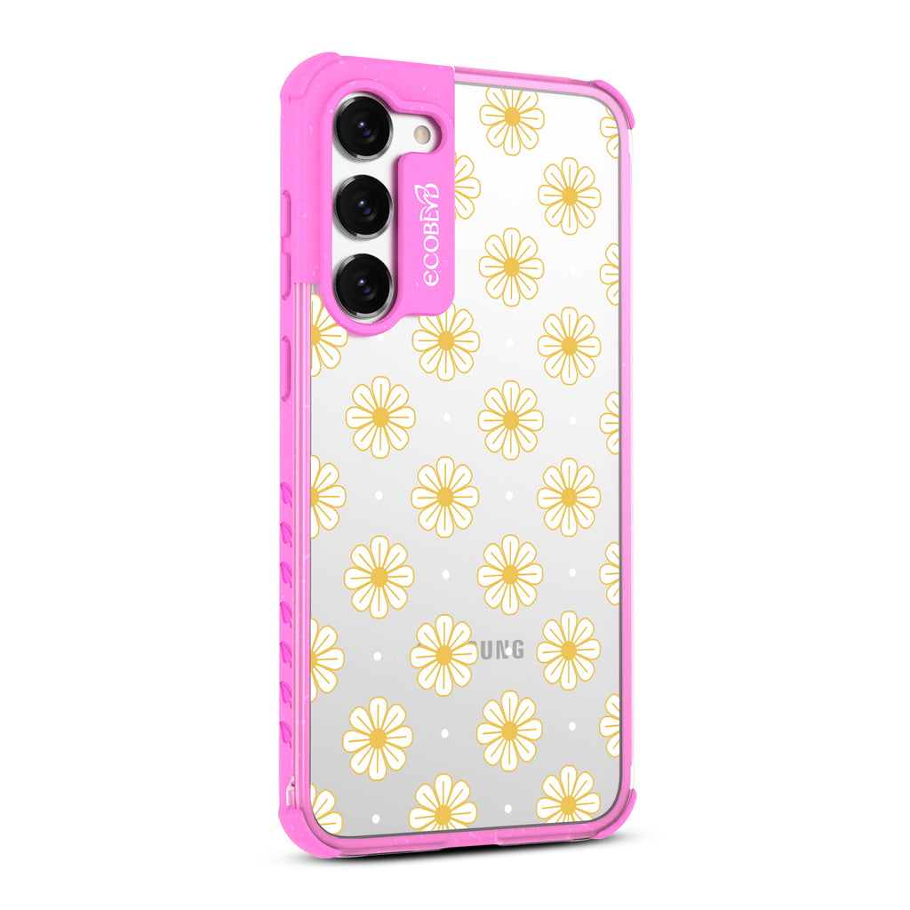 Daisy - Left-side View Of Pink & Clear Eco-Friendly Galaxy S23 Case