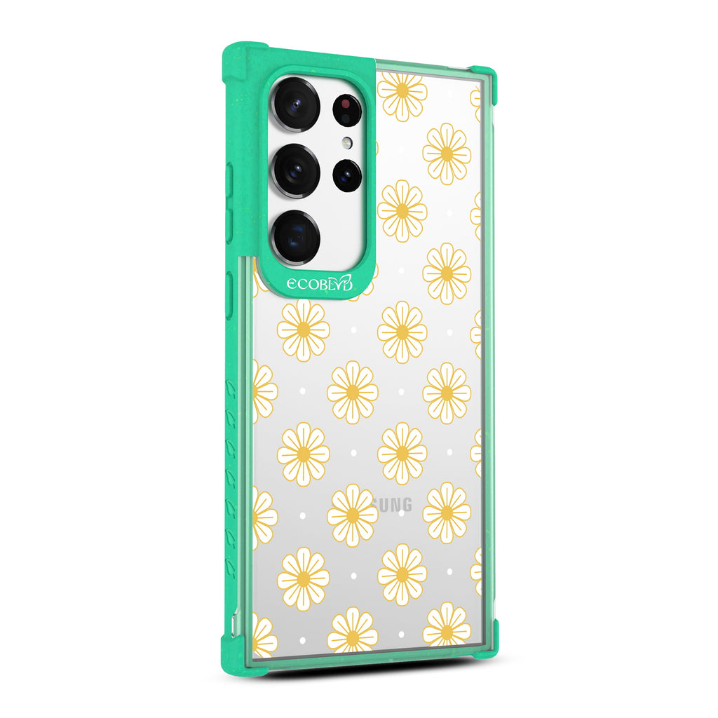 Daisy - Left-side View Of Green & Clear Eco-Friendly Galaxy S23 Ultra Case