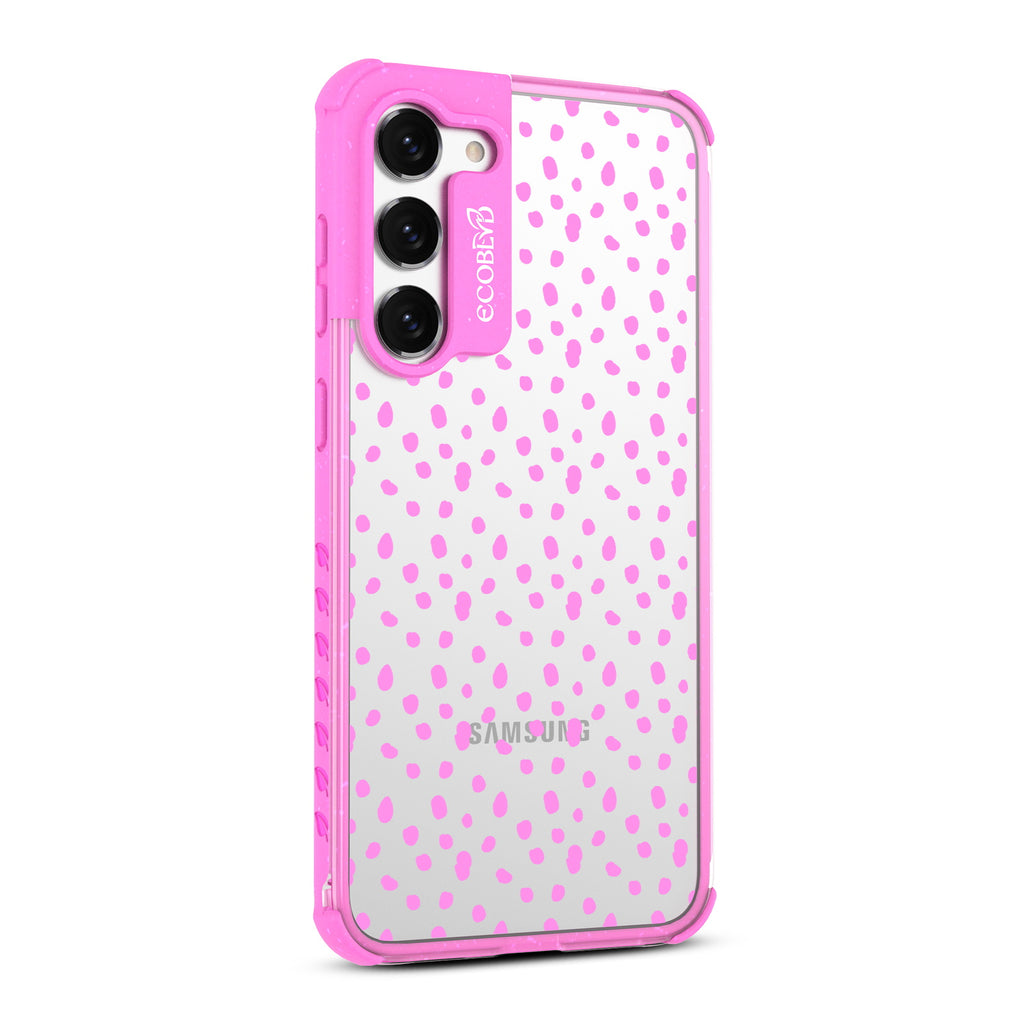 On The Dot - Left-side View Of Pink & Clear Eco-Friendly Galaxy S23 Case
