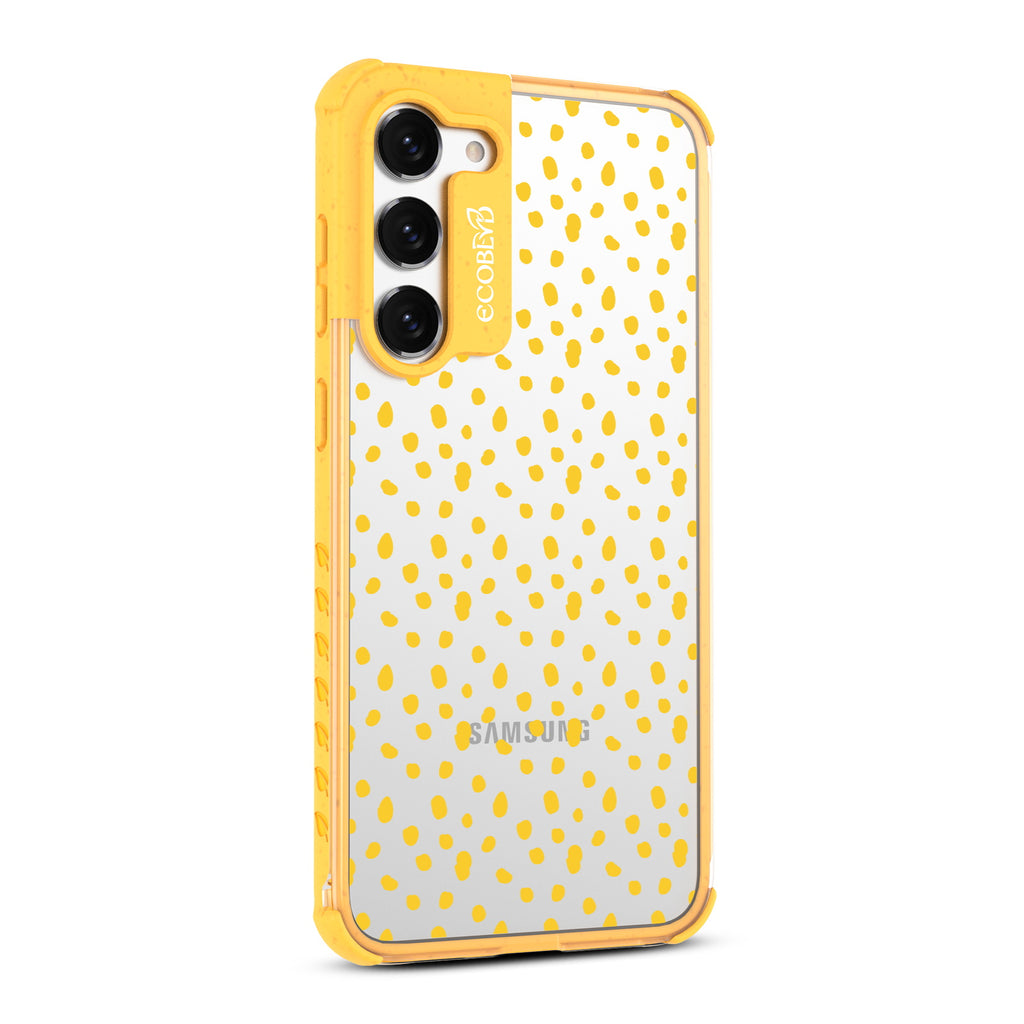 On The Dot - Left-side View Of Yellow & Clear Eco-Friendly Galaxy S23 Case
