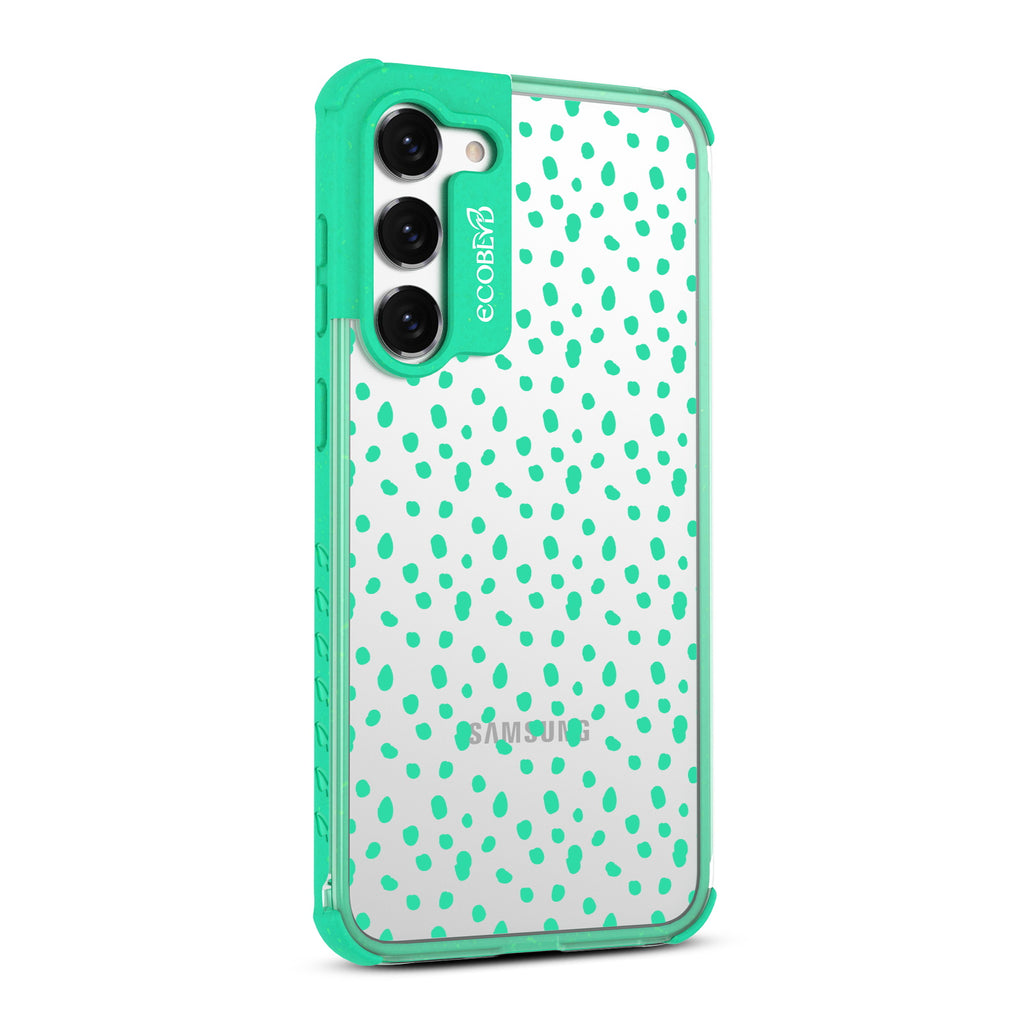 On The Dot - Left-side View Of Green & Clear Eco-Friendly Galaxy S23 Case