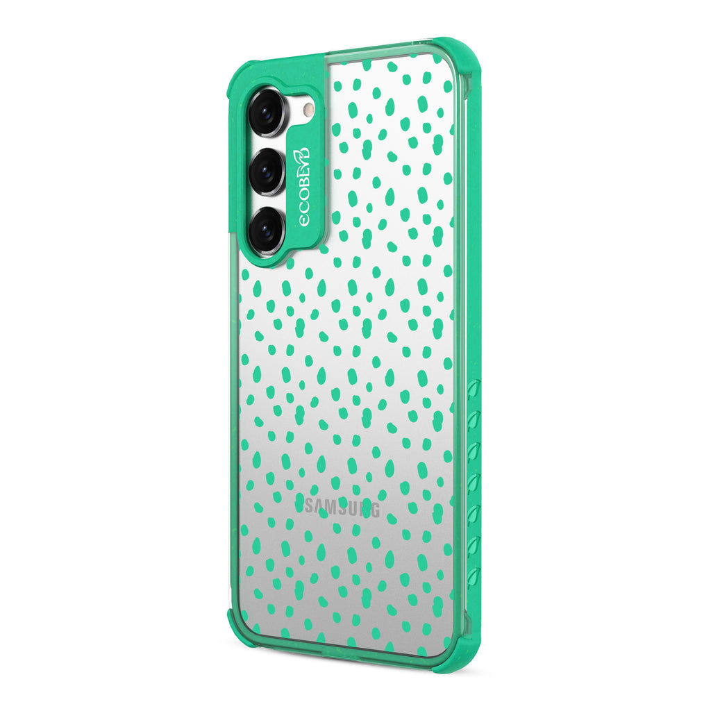 On The Dot - Right-side View Of Green & Clear Eco-Friendly Galaxy S23 Case