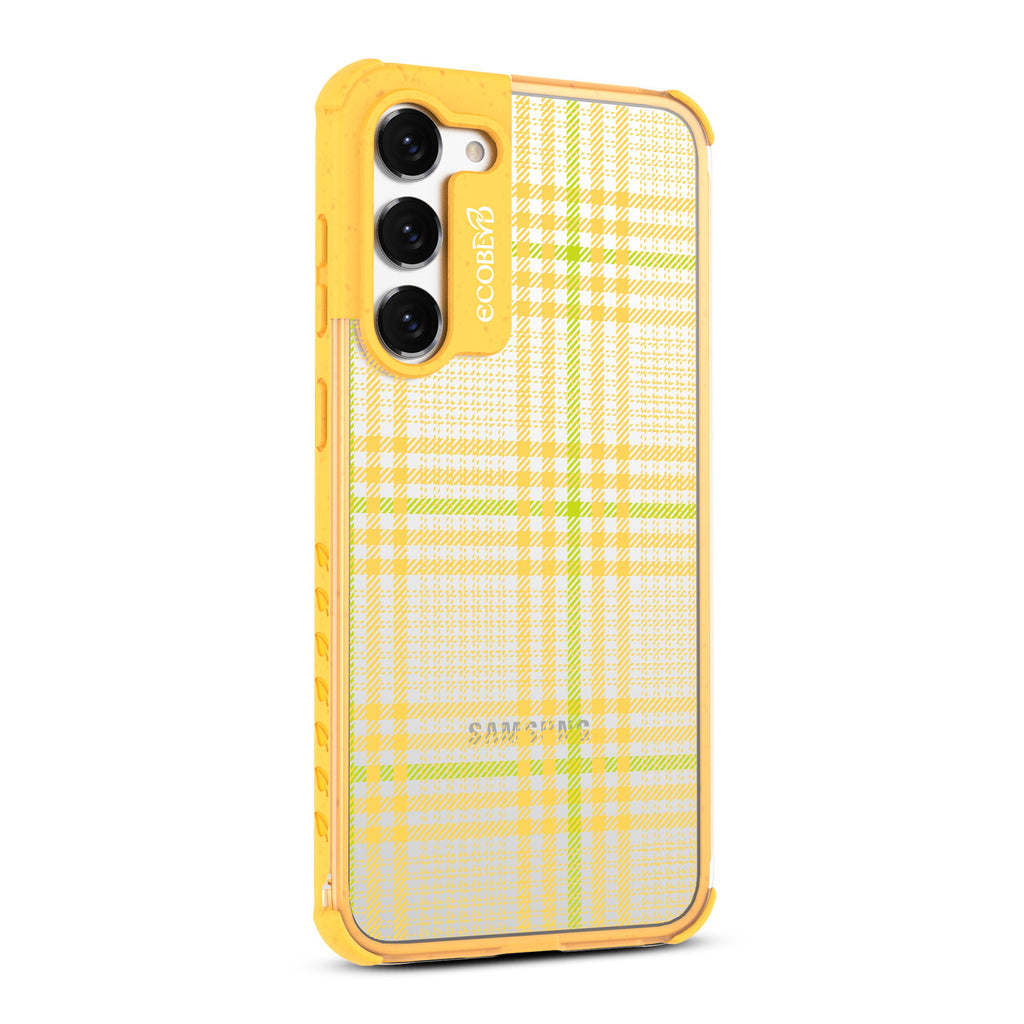 As If - Left-side View Of Yellow & Clear Eco-Friendly Galaxy S23 Case