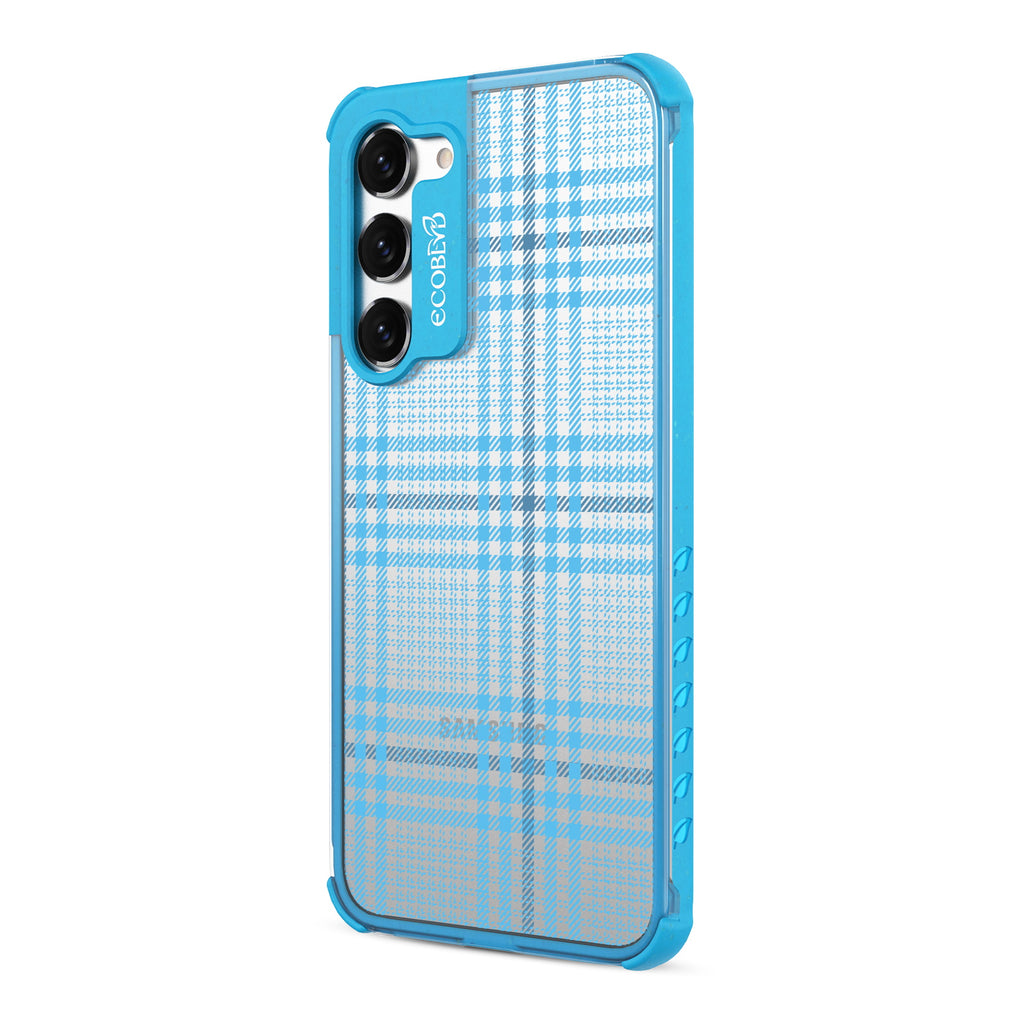 As If - Right-side View Of Blue & Clear Eco-Friendly Galaxy S23 Case