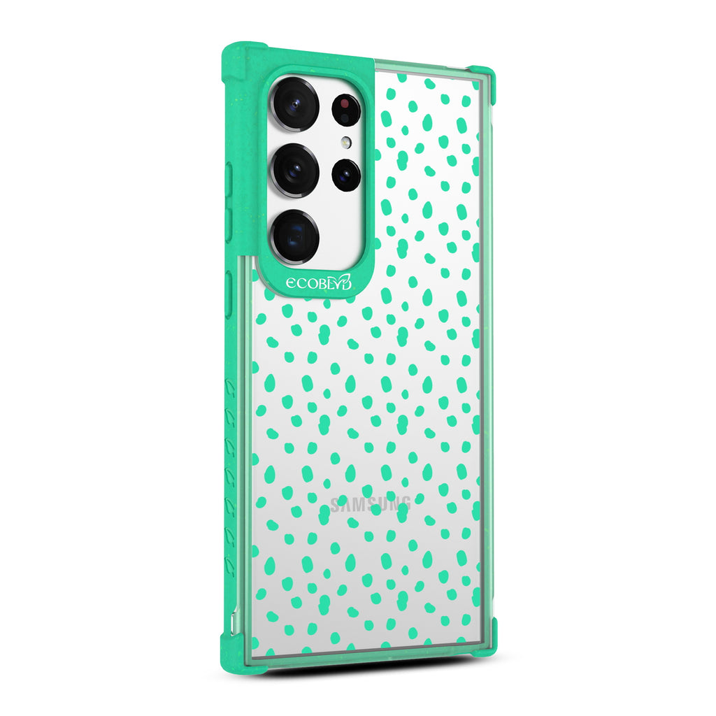 On The Dot - Left-side View Of Green & Clear Eco-Friendly Galaxy S23 Ultra Case