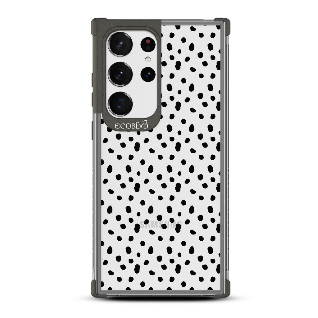 On The Dot - Black Eco-Friendly Galaxy S23 Ultra Case With A Polka Dot Pattern On A Clear Back