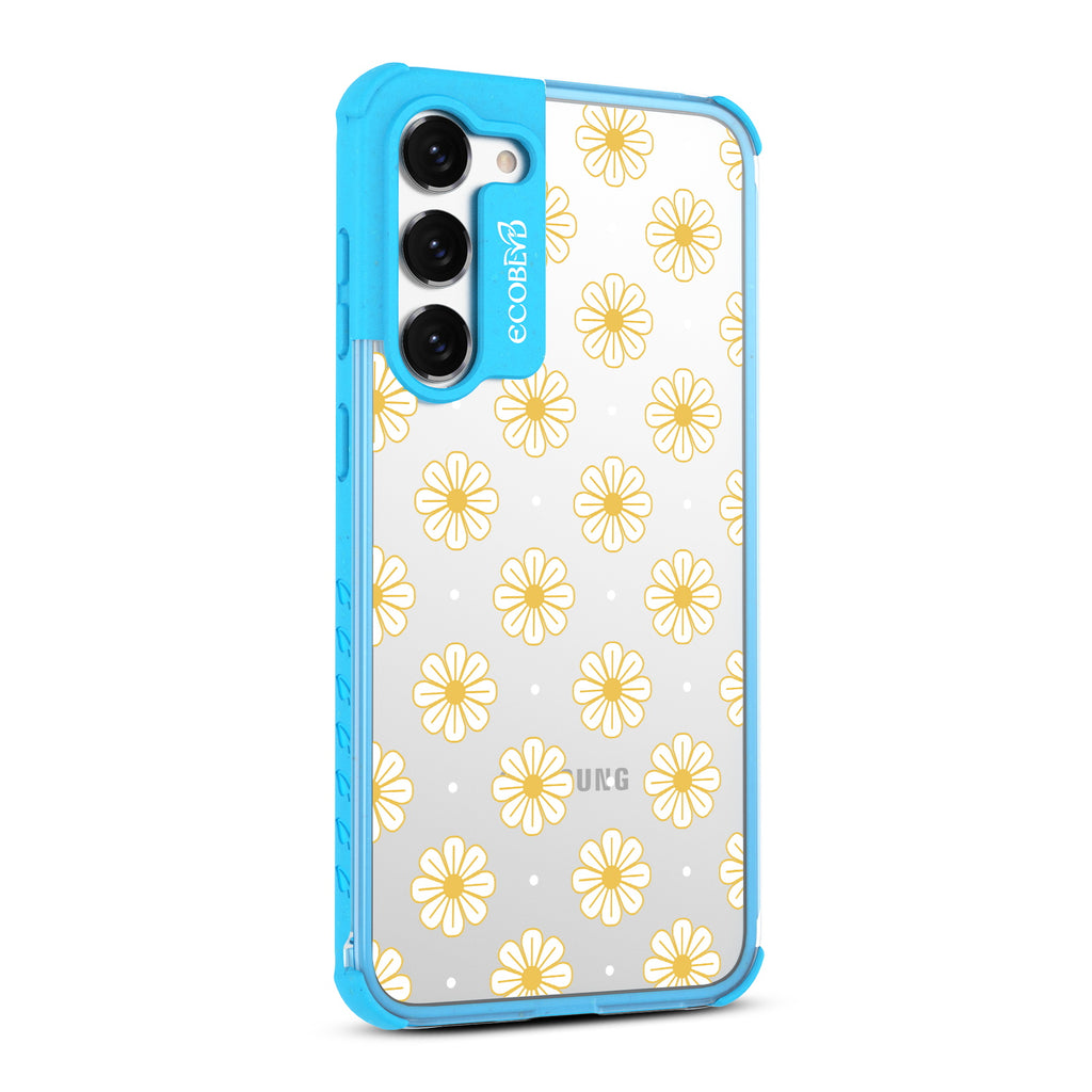 Daisy - Left-side View Of Blue & Clear Eco-Friendly Galaxy S23 Case