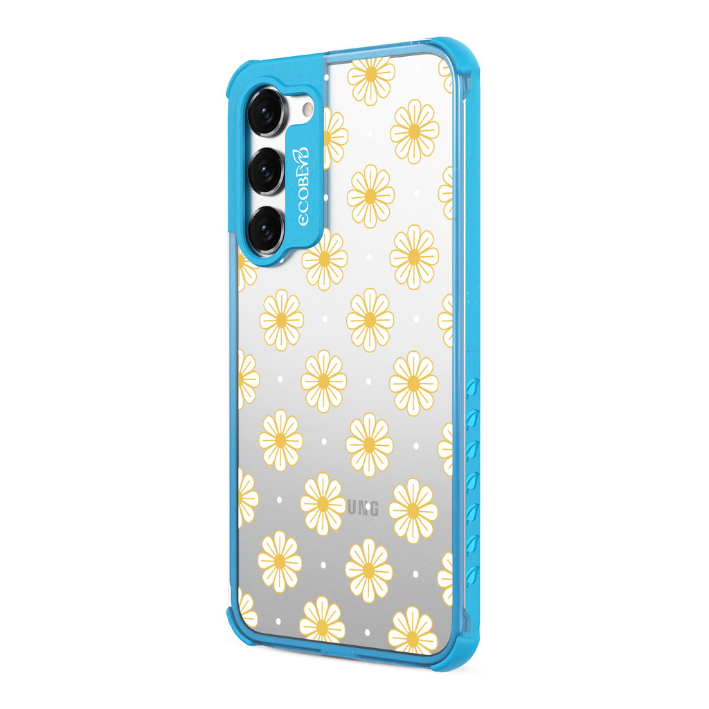 Daisy - Right-side View Of Blue & Clear Eco-Friendly Galaxy S23 Case