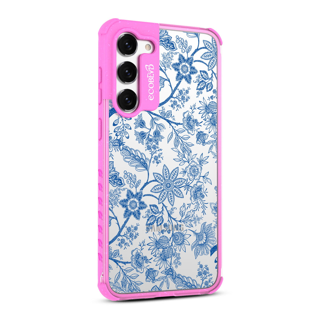 Flower Crown - Left-side View Of Pink & Clear Eco-Friendly Galaxy S23 Case