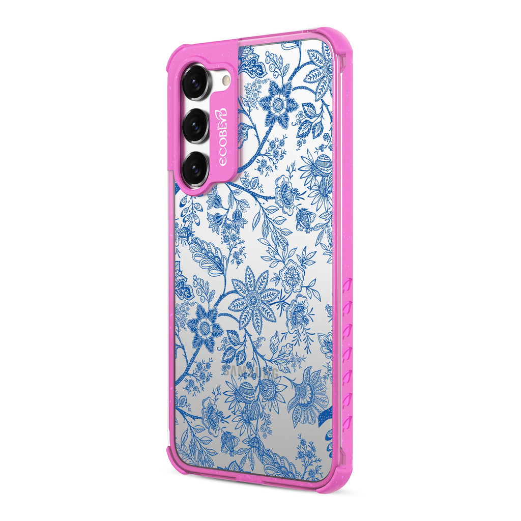 Flower Crown - Right-side View Of Pink & Clear Eco-Friendly Galaxy S23 Case