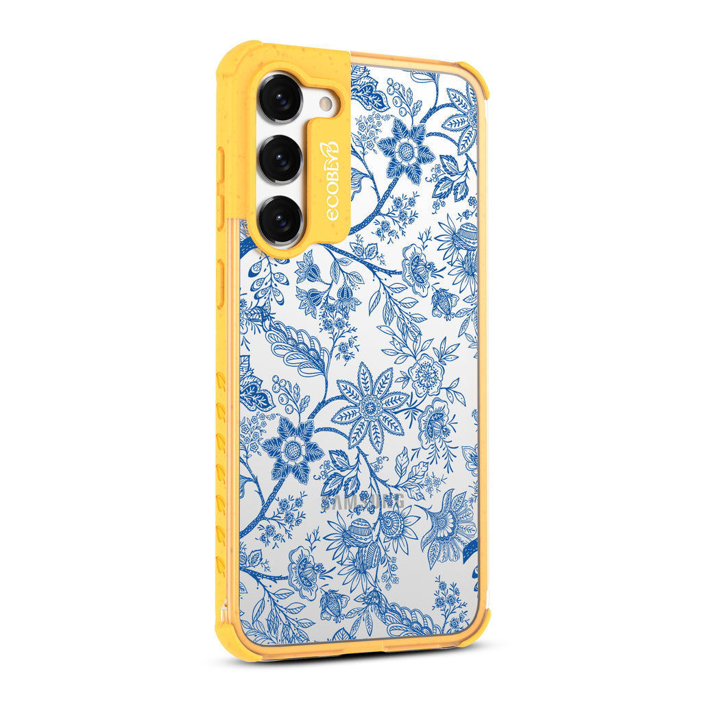 Flower Crown - Left-side View Of Yellow & Clear Eco-Friendly Galaxy S23 Plus Case