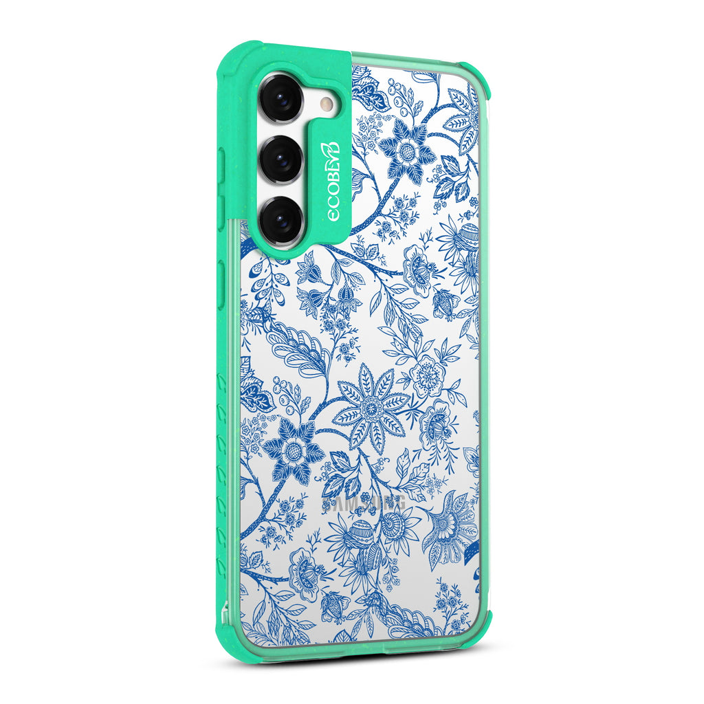 Flower Crown - Left-side View Of Green & Clear Eco-Friendly Galaxy S23 Plus Case