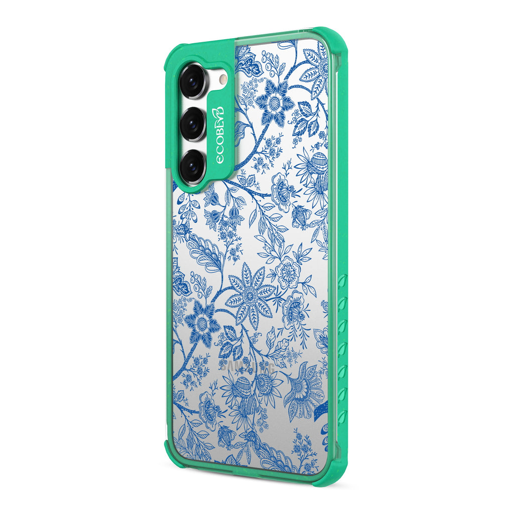 Flower Crown - Right-side View Of Green & Clear Eco-Friendly Galaxy S23 Case