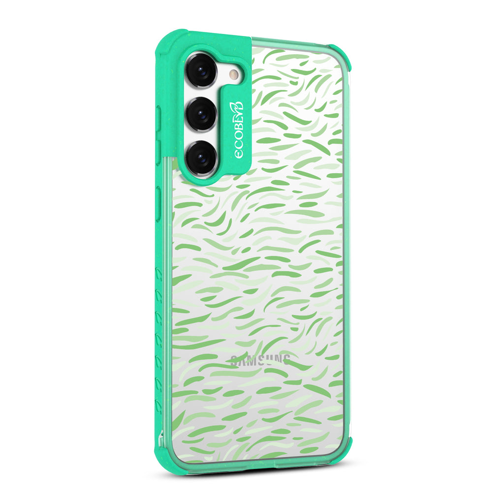 Brush Stroke  - Left-side View Of Green & Clear Eco-Friendly Galaxy S23 Case