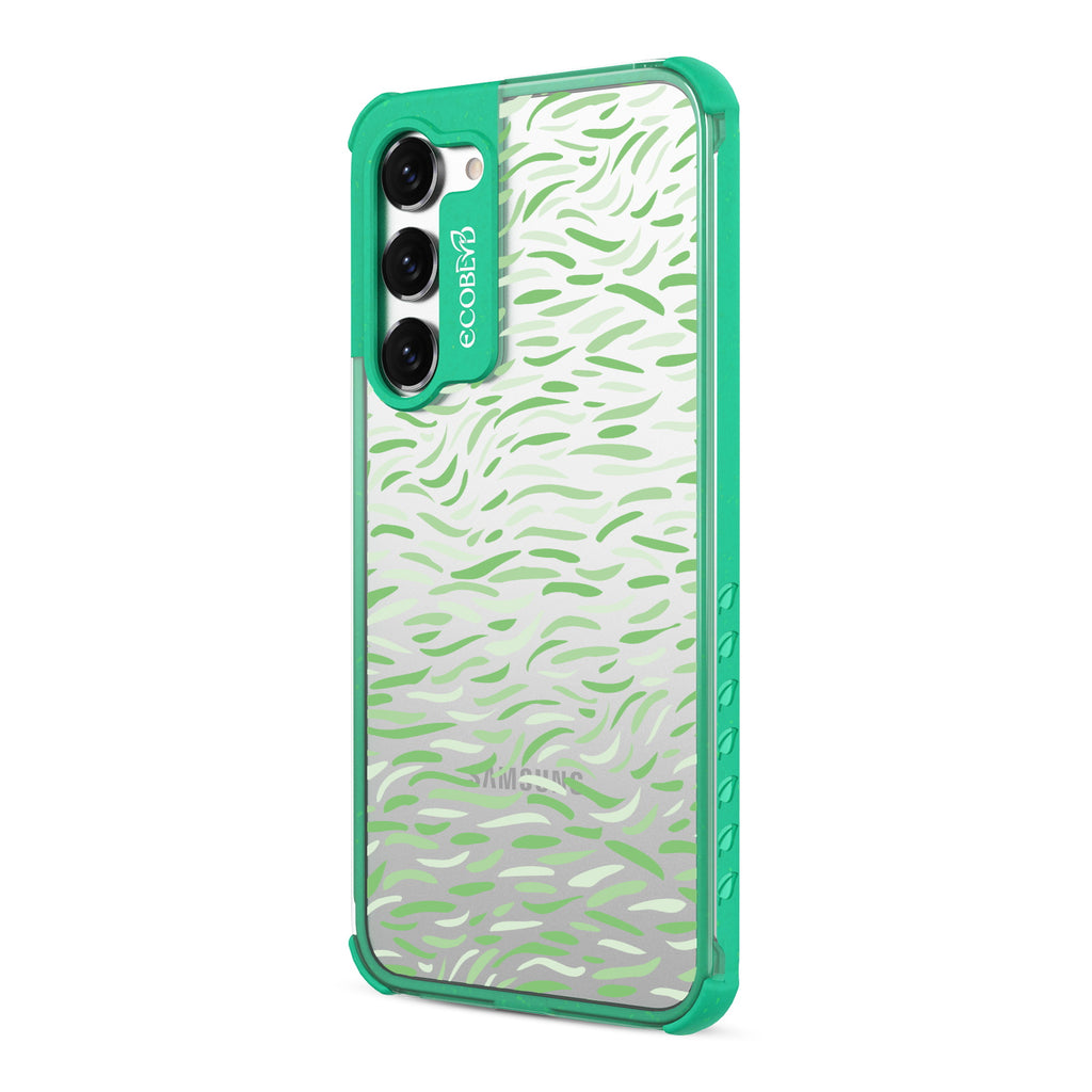 Brush Stroke  - Right-side View Of Green & Clear Eco-Friendly Galaxy S23 Plus Case