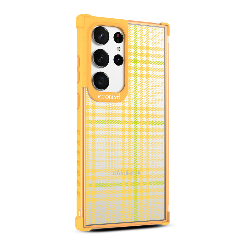 As If - Left-side View Of Yellow & Clear Eco-Friendly Galaxy S23 Ultra Case