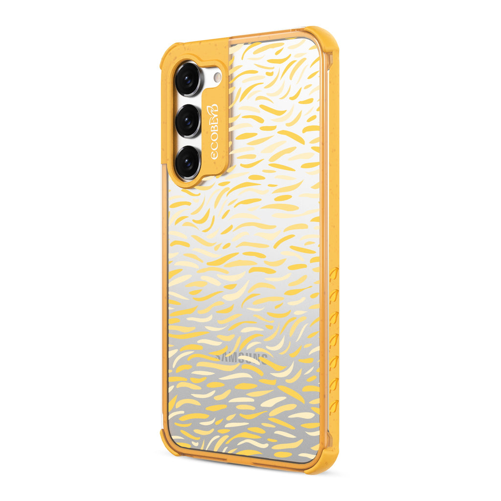 Brush Stroke  - Right-side View Of Yellow & Clear Eco-Friendly Galaxy S23 Plus Case