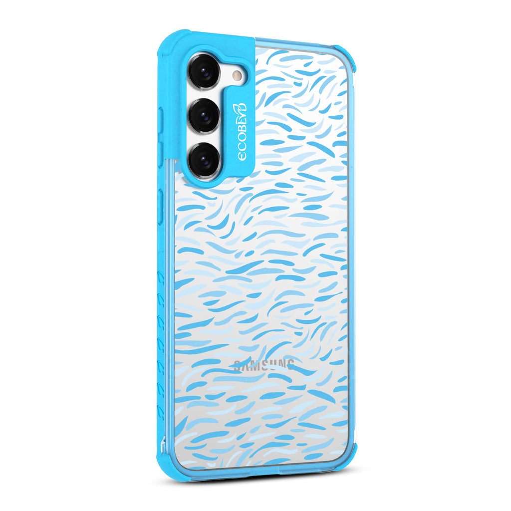 Brush Stroke  - Left-side View Of Blue & Clear Eco-Friendly Galaxy S23 Plus Case