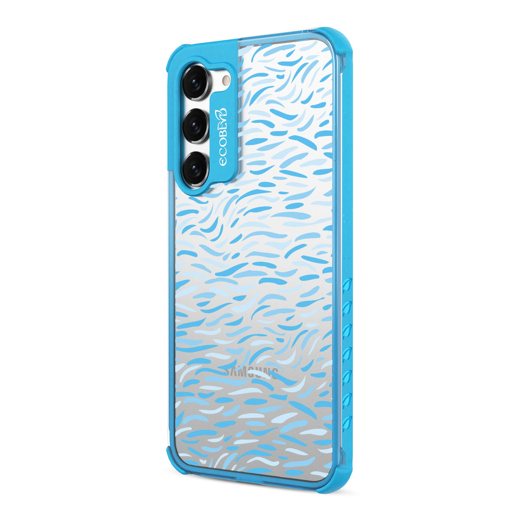 Brush Stroke  - Right-side View Of Blue & Clear Eco-Friendly Galaxy S23 Case