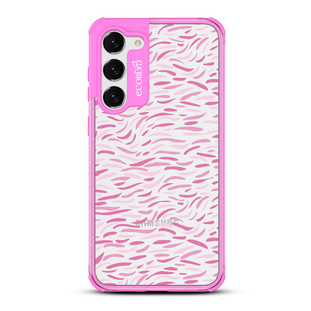 Brush Stroke - Pink Eco-Friendly Galaxy S23 Case with Abstract Brush Strokes On A Clear Back