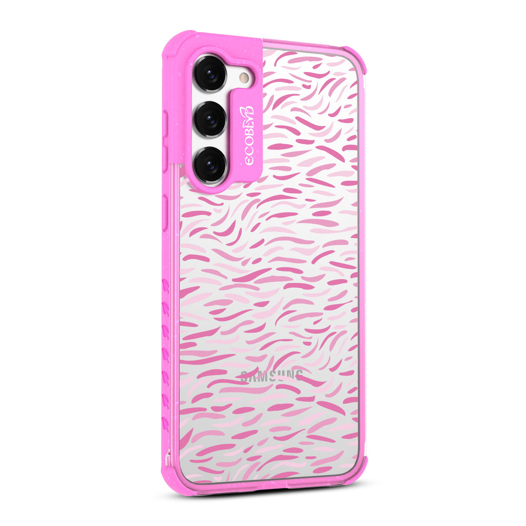 Brush Stroke  - Left-side View Of Pink & Clear Eco-Friendly Galaxy S23 Case