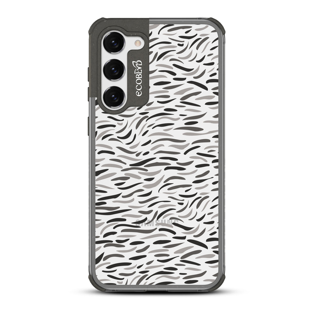Brush Stroke - Black Eco-Friendly Galaxy S23 Case with Abstract Brush Strokes On A Clear Back