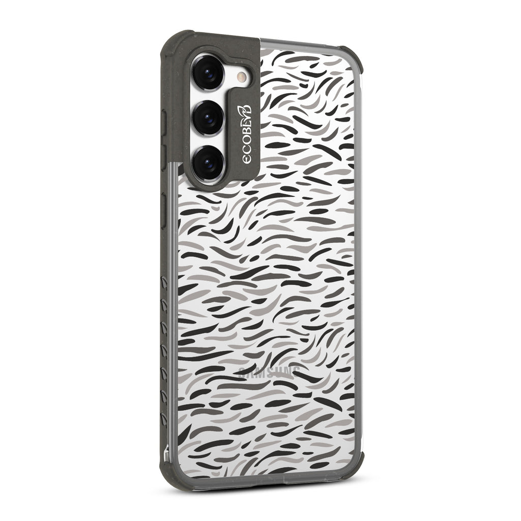 Brush Stroke  - Left-side View Of Black & Clear Eco-Friendly Galaxy S23 Case