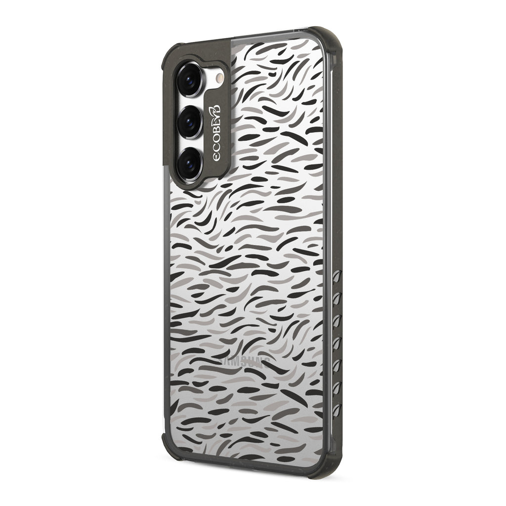 Brush Stroke  - Right-side View Of Black & Clear Eco-Friendly Galaxy S23 Case