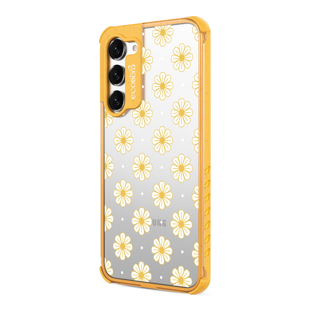 Daisy - Right-side View Of Yellow & Clear Eco-Friendly Galaxy S23 Case