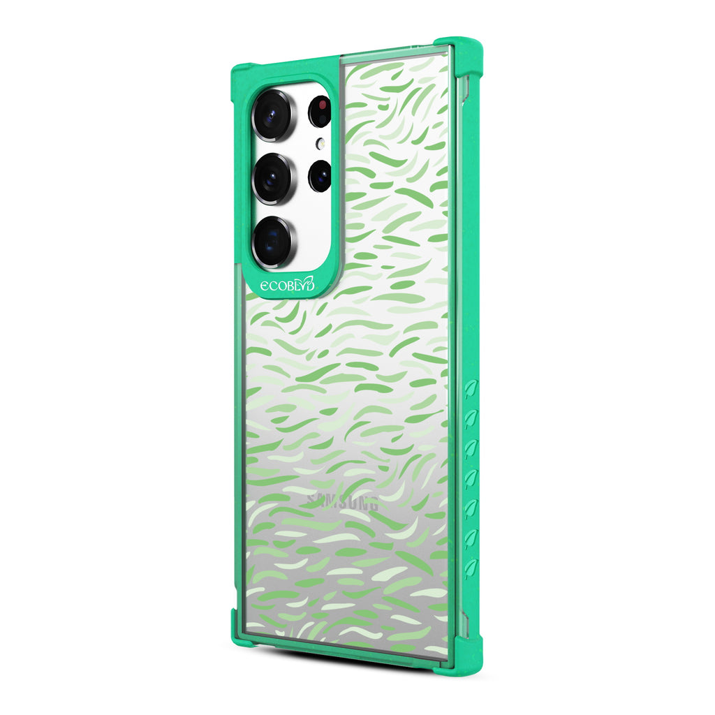 Brush Stroke  - Right-side View Of Green & Clear Eco-Friendly Galaxy S23 Ultra Case