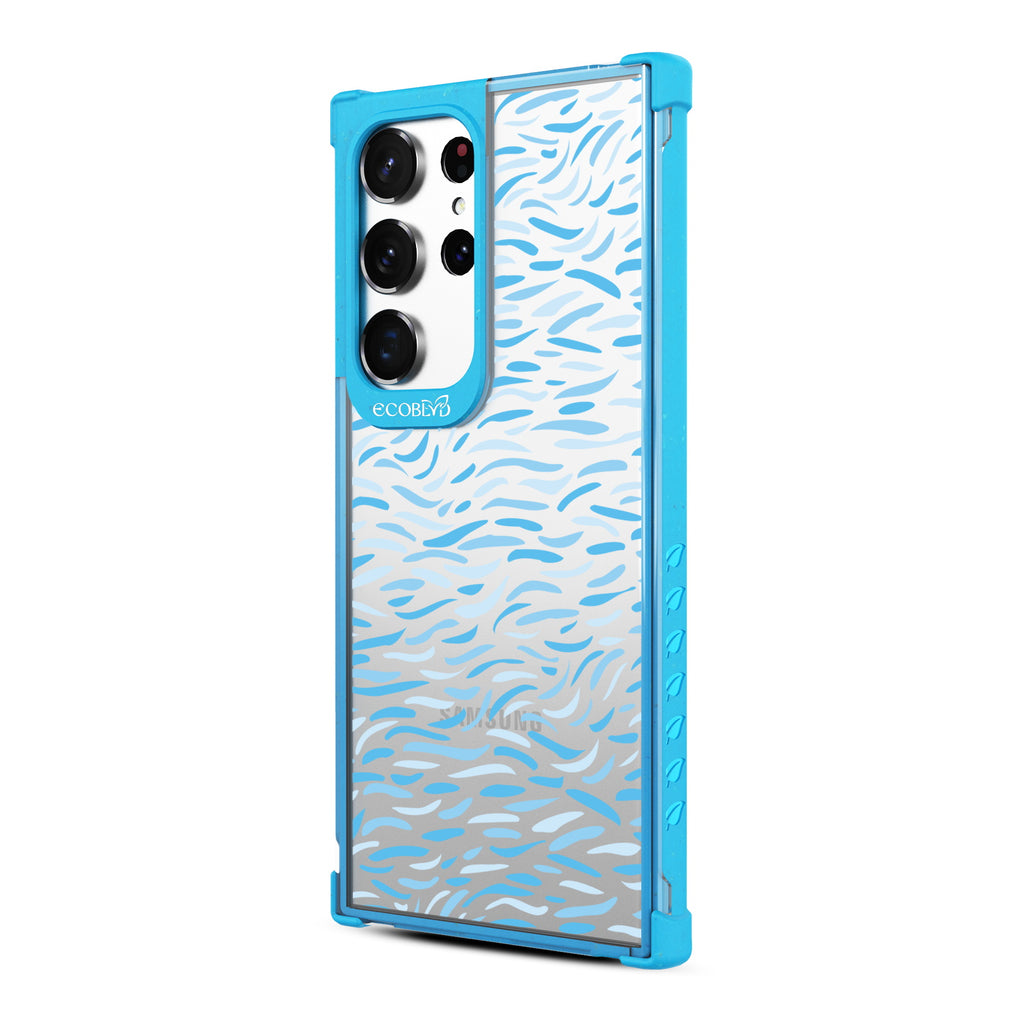 Brush Stroke  - Right-side View Of Blue & Clear Eco-Friendly Galaxy S23 Ultra Case