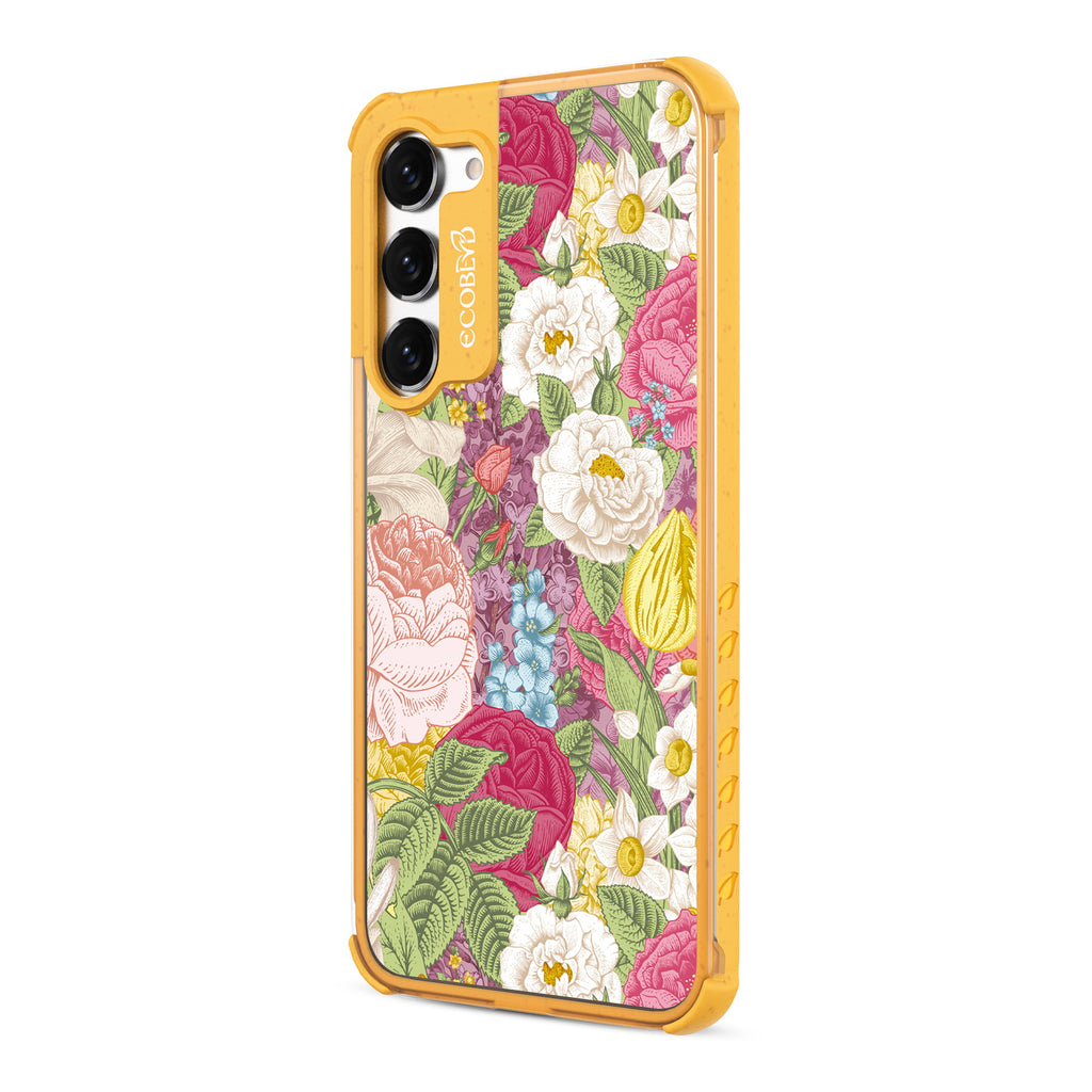 In Bloom - Right-side View Of Yellow & Clear Eco-Friendly Galaxy S23 Plus Case