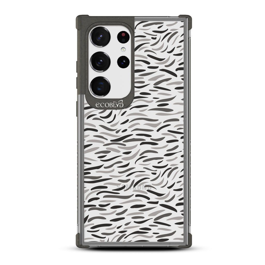 Brush Stroke - Black Eco-Friendly Galaxy S23 Ultra Case with Abstract Brush Strokes On A Clear Back