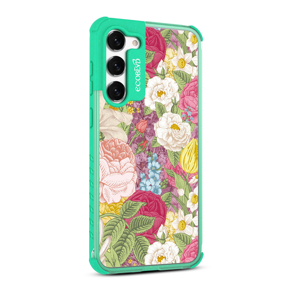 In Bloom - Left-side View Of Green & Clear Eco-Friendly Galaxy S23 Case