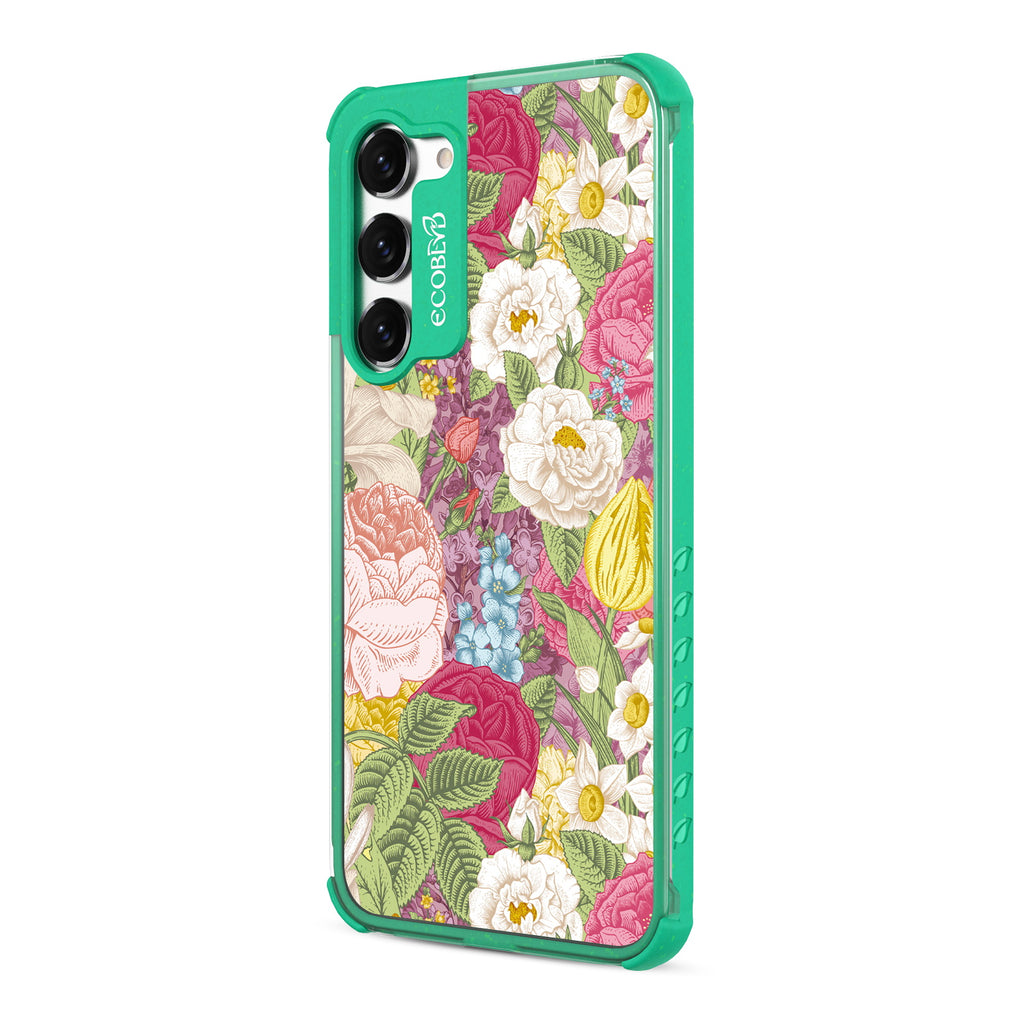In Bloom - Right-side View Of Green & Clear Eco-Friendly Galaxy S23 Case
