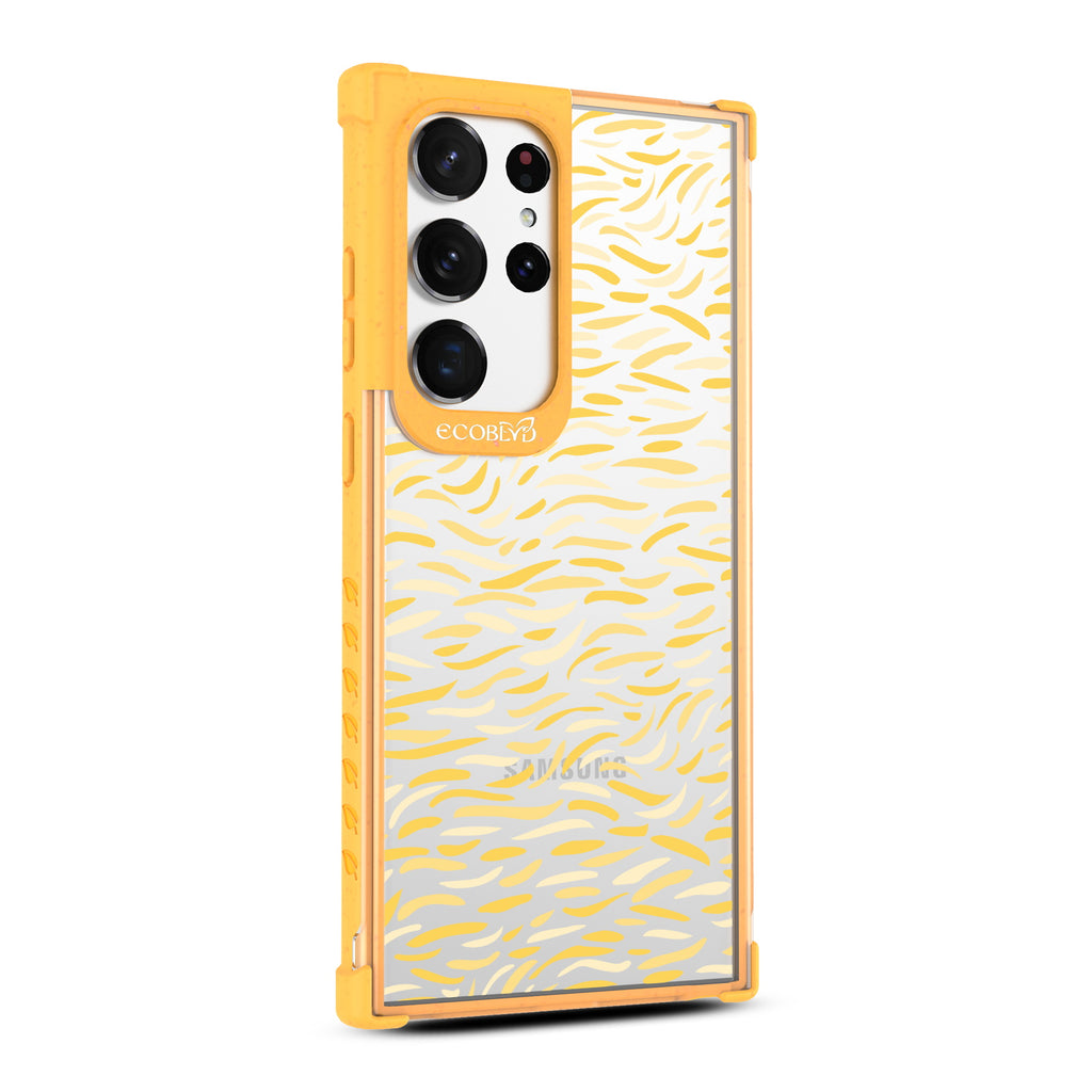 Brush Stroke  - Left-side View Of Yellow & Clear Eco-Friendly Galaxy S23 Ultra Case